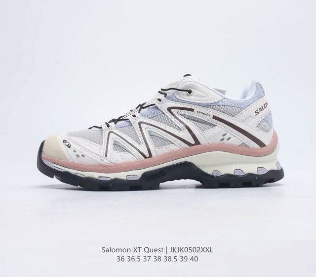 萨洛蒙 女款 Salomon XT-Quest ADV Beige 萨洛蒙 探索者系列户外越野跑鞋 鞋面采用SENSIFIT贴合技术 全方位贴合包裹脚型 鞋跟