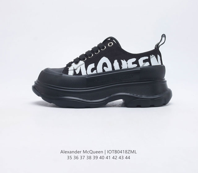 意大利高奢品牌 亚历山大 麦昆Alexander McQueen sole sneakers低帮时装厚底显高百搭休闲松糕鞋厚底增高帆布鞋 新款 官方同步发售