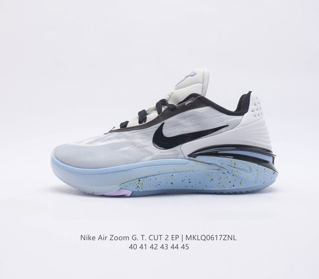 耐克 Nike Air Zoom GT Cut 2 二代缓震实战篮球鞋男士运动鞋 鞋身整体延续了初代GT Cut的流线造型 鞋面以特殊的半透明网