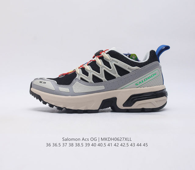 Salomon Acs Pro Advanced Ls Acs + Og 萨洛蒙复古潮流户外机能登山功能跑鞋 鞋面以 锯齿 状的包裹系统呈现 在基色底之下加入了