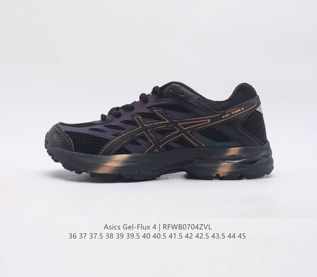 Asics 亚瑟士 Gel-Flux 4 男女子运动鞋舒适跑鞋缓震透气跑步鞋 Gel-Flux4采用的是新一代轻质网布面 大孔洞设计极具透气性 柔软包覆双脚