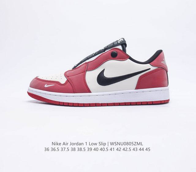 耐克 乔丹Nike Air Jordan 1 Ret Low Slip 低帮AJ 1 刺绣logo 一脚蹬 黑脚趾 AJ1 乔丹1代 一代 aj1 乔1 刺绣勾
