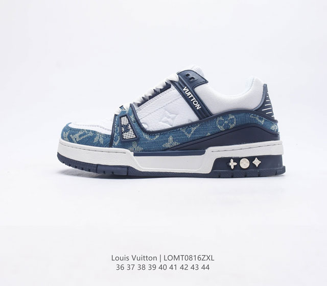 路易威登Louis Vuitton LV路易威登板鞋 时尚运动鞋 潮男女鞋 舒适防滑底和百搭性霸屏整个时尚娱乐圈 细节调整完美主义 鞋面采用专柜ZP一致的牛皮