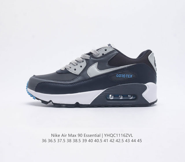耐克 Nike Air Max 90 Essential 运动鞋气垫缓震跑步鞋 秉承该系列非凡缓震性能 缔造出众舒适穿着感与高级牛剖层革 人造革与织物组合鞋面