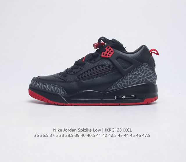公司级 耐克 Nike Jordan Spizike Low 经典爆裂纹复古运动篮球鞋 全新低帮造型吸睛 整双鞋在融合了 Air Jordan 经典鞋款中的标志