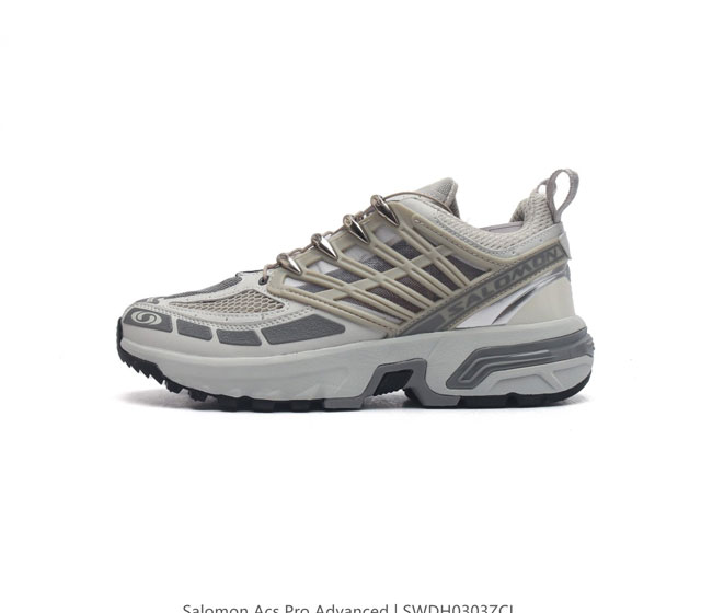 公司级 Salomon Acs Pro Advanced Ls Acs + Og 萨洛蒙 复古潮流户外机能登山功能跑鞋 鞋面以 锯齿 状的包裹系统呈现 在基色底