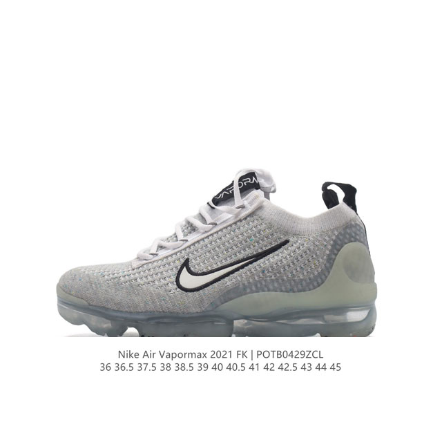 耐克 Nike Air Vapormax 2021 Fk 全掌缓震气垫跑鞋时尚运动鞋，采用弹力十足的 Flyknit 材料，轻盈透气，易于穿搭；搭配柔软鞋口，勾