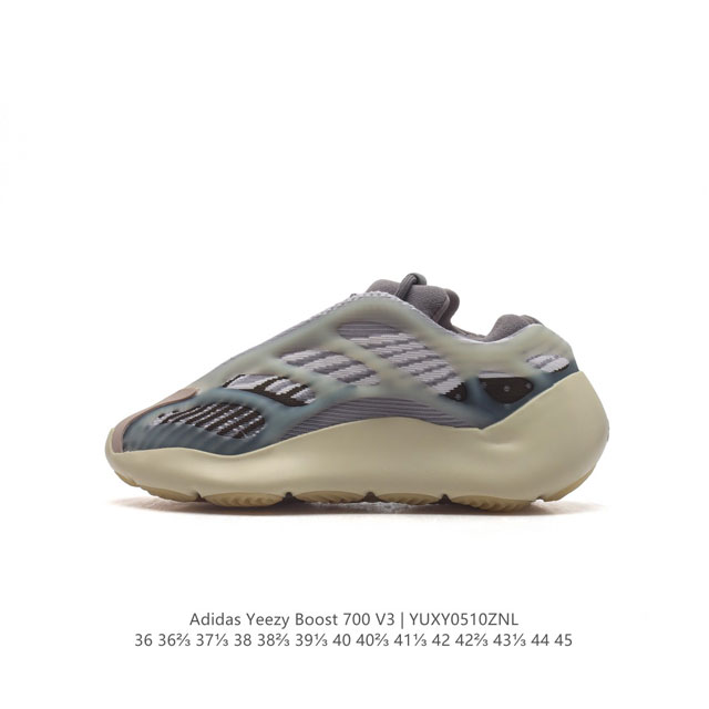 公司级 阿迪达斯 Adidas Yeezy 700 V3 异形椰子700男女老爹鞋跑步鞋 运动鞋，Yeezy 700 V3 的外形和技术含量有着革新一般的变化，