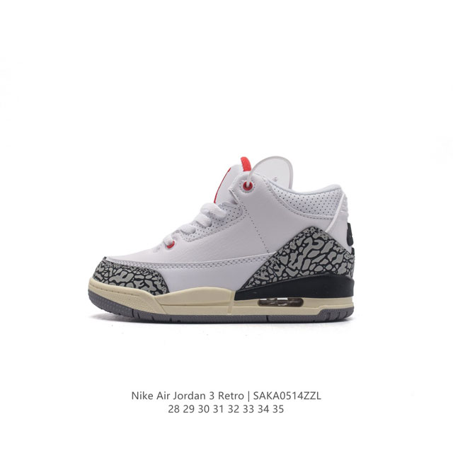 童鞋 耐克 乔丹 Aj3 耐克 Nike Air Jordan 3 Retro Se 乔3 复刻篮球鞋 乔丹3代 三代 儿童运动鞋。作为 Aj 系列中广受认可的 - 点击图像关闭