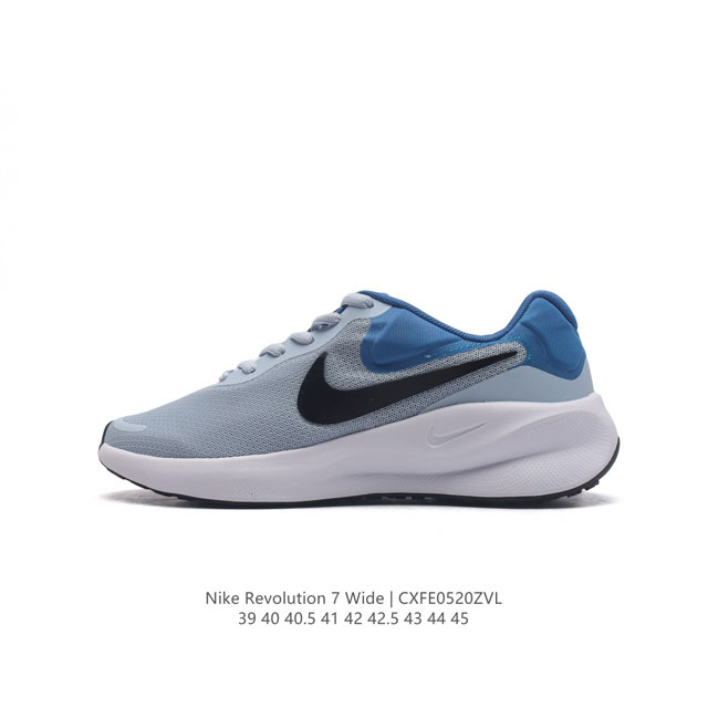 耐克 Nike Revolution 7 Wide 公路跑步鞋 宽版 厚底增高老爹鞋透气网面运动鞋。采用柔软缓震设计，具有出色支撑力，为你开启跑步新境界。这款公 - 点击图像关闭