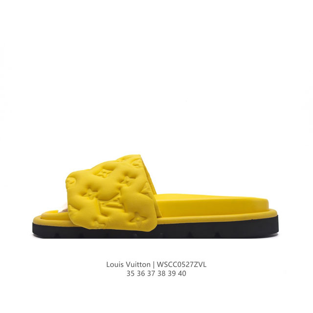 Lv 拖鞋系列 Louis Vuitton 沙滩休闲拖鞋 Louis Vuitton Lv 路易威登 潮流经典魔术贴一字拖鞋延续经典 上脚舒适性极好 鞋轻不跑脚