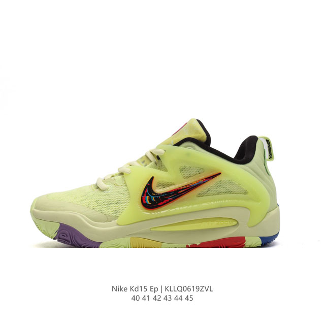 耐克 Nike Kd15 Ep 凯文 杜兰特全新15代签名休闲运动篮球男士运动鞋 。面料纹理就有延续 多层网布的特色 内外侧接上立体结构负责支撑锁定 跟鞋面之间