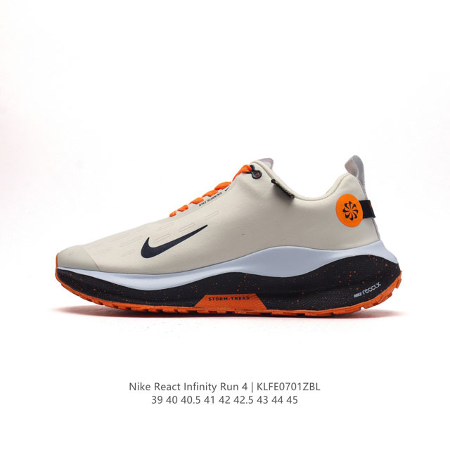 公司级 耐克 Nike Infinity Run 4 GORE-TEX 男子防水公路跑步鞋 厚底增高百搭老爹运动鞋。Nike ReactX 泡绵提供高出 Nik