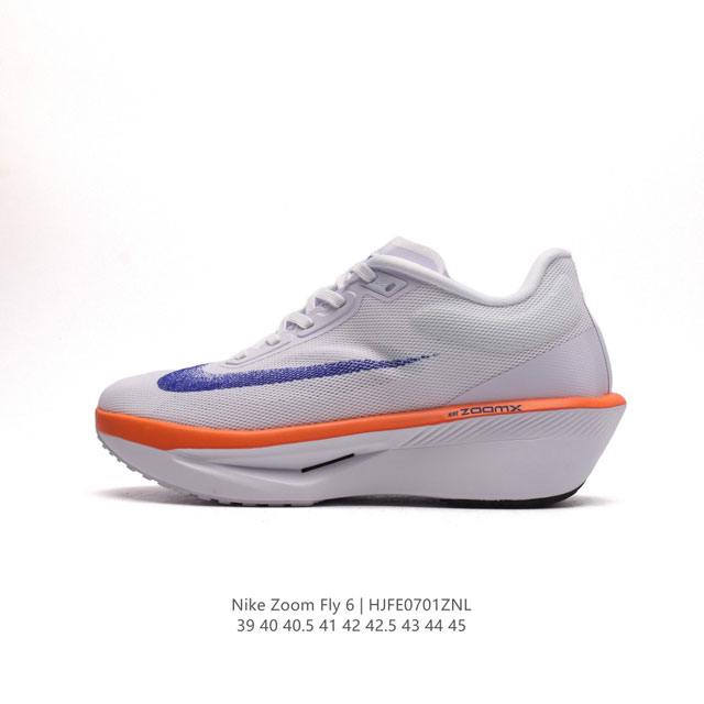 公司级 NIKE 耐克 2024春新款男子ZOOM FLY 6 PRM缓震轻便跑步鞋。这款鞋在继承了 Nike Zoom Fly 5 的基础上，承诺为跑者带来更