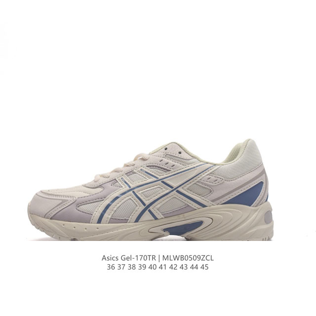 Asics 亚瑟士 Gel-170Tr 中性休闲运动鞋复古休闲鞋运动时尚百搭增高老爹鞋，此款 Gel-170Tr 为经典款式，宽大鞋型，复古的蓝白撞色，鞋身线条