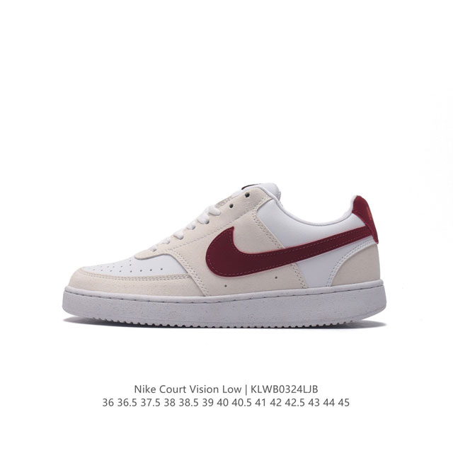 耐克nike Court Vision Low 校园风低帮复古篮球板鞋男女运动鞋。延续80年代复古篮球鞋，添加学院风细节。皮革组合鞋面，利落风格，重现复古篮球风