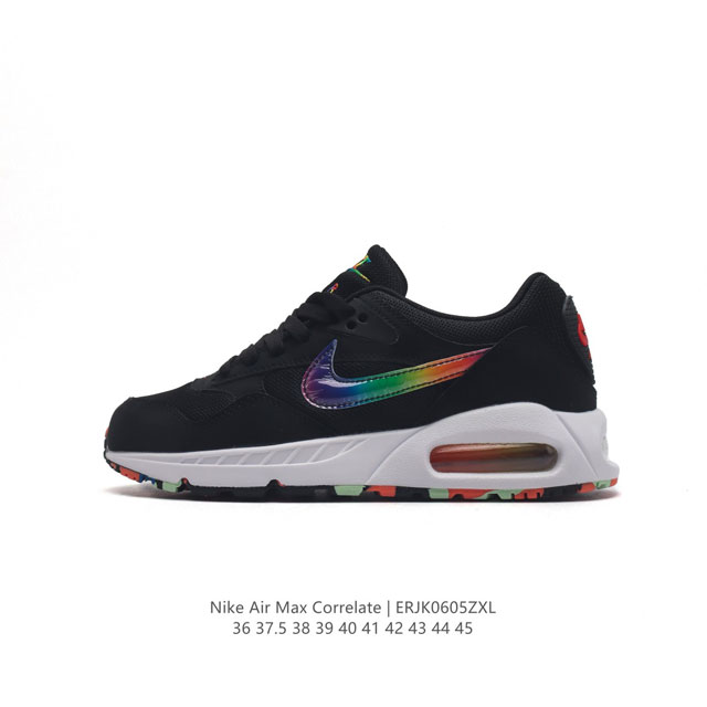 耐克 Nike Air Max Correlate 气垫缓震耐磨运动鞋时尚潮流休闲透气跑步鞋，选用网眼鞋面，脚感舒适透气。鞋舌、鞋侧及后跟处饰有品牌标识，简约大 - 点击图像关闭