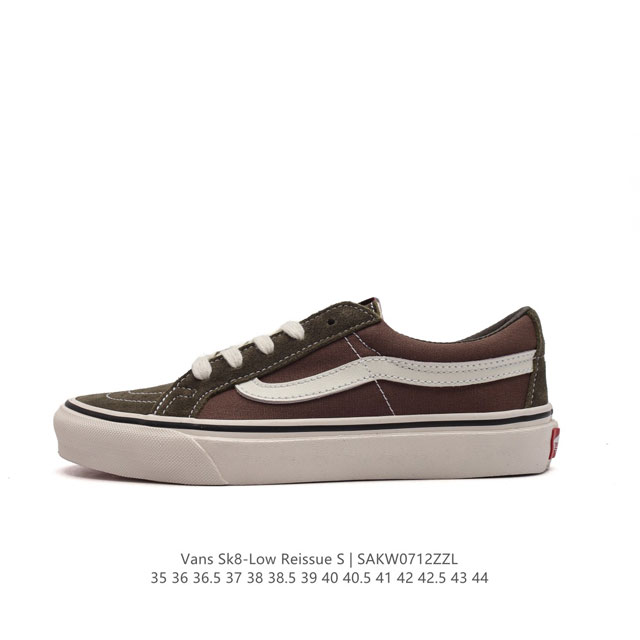 Vans 万斯 采用正确原装铝楦数据开发鸟嘴楦型版本范斯vans Sk8-Low Reissue S改良低帮帆布休闲运动硫化滑板鞋。 码数：35 36 36.5 - 点击图像关闭