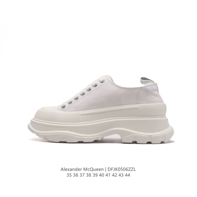 意大利高奢品牌-亚历山大 麦昆 Alexander Mcqueen Sole Sneakers 低帮时装厚底显高百搭休闲松糕鞋 男女式小白鞋 厚底增高帆布运动鞋 - 点击图像关闭