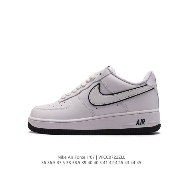 耐克 Nike Air Force 1 '07 Low 空军一号含气垫 低帮百搭厚底增高休闲运动板鞋。柔软、弹性十足的缓震性能和出色的中底设计，横跨复古与现代的