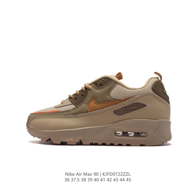 耐克 Nike Air Max90 运动鞋男女鞋--从设计到测试再到造型。脚趾周围的锯齿形边缘和部分浮动的swoosh提供精心制作的奢华感。多道工序小细节独立电