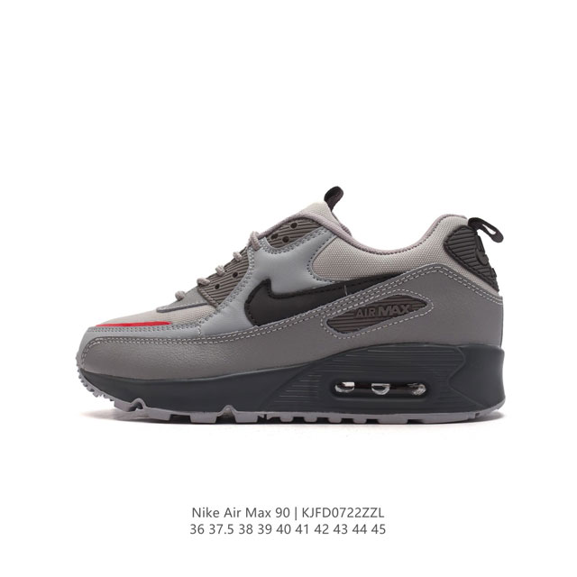 耐克 Nike Air Max90 运动鞋男女鞋--从设计到测试再到造型。脚趾周围的锯齿形边缘和部分浮动的swoosh提供精心制作的奢华感。多道工序小细节独立电