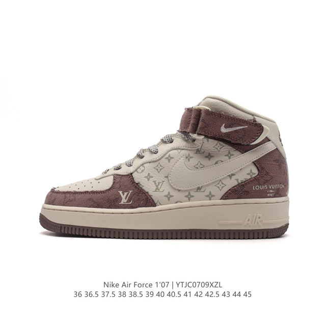 公司级 重磅联名,法国顶级高奢品牌 路易威登 Louis Vuitton X Nike Air Force 1'07 Lv8 Mid Damier Azur L