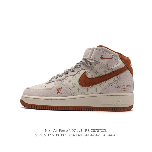 公司级 重磅联名,法国顶级高奢品牌 路易威登 Louis Vuitton X Nike Air Force 1'07 Lv8 Mid Damier Azur L - 点击图像关闭