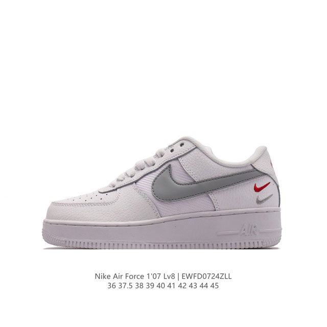 耐克 Nike Air Force 1 '07 Low 空军一号含气垫 低帮百搭厚底增高休闲运动板鞋。柔软、弹性十足的缓震性能和出色的中底设计，横跨复古与现代的