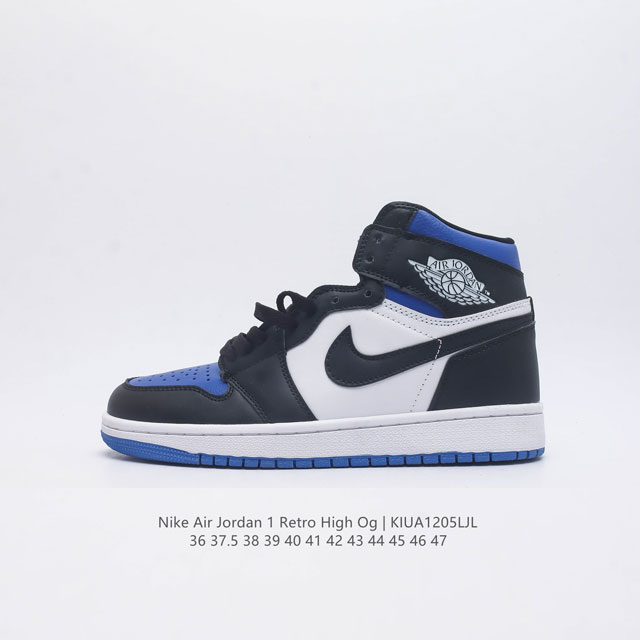 真二层 耐克 Nike Air Jordan 1 Retro High Og 乔丹一代aj1 乔1 Aj1 高帮篮球鞋复刻运动鞋 皮面高帮板鞋的设计灵感源自运动