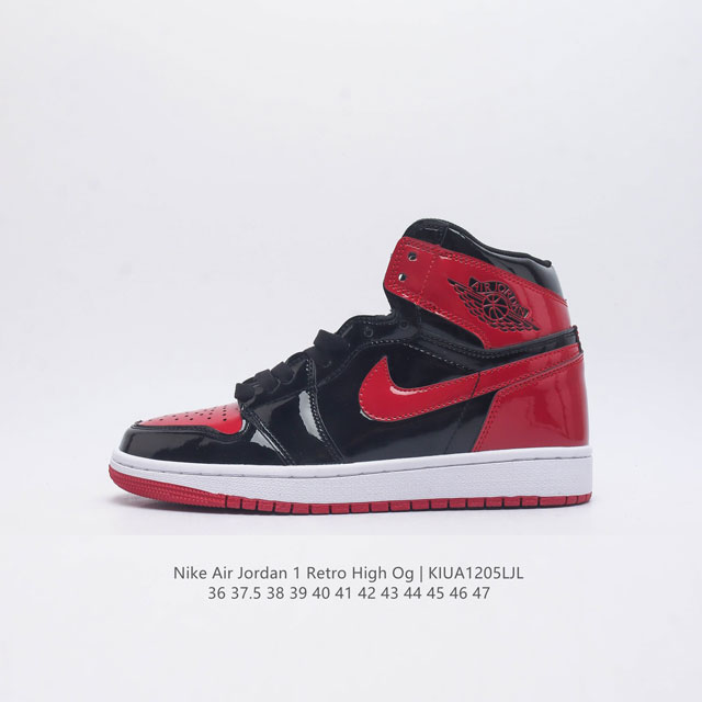 真二层 耐克 Nike Air Jordan 1 Retro High Og 乔丹一代aj1 乔1 Aj1 高帮篮球鞋复刻运动鞋 皮面高帮板鞋的设计灵感源自运动