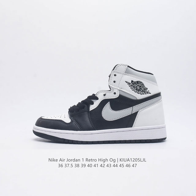 真二层 耐克 Nike Air Jordan 1 Retro High Og 乔丹一代aj1 乔1 Aj1 高帮篮球鞋复刻运动鞋 皮面高帮板鞋的设计灵感源自运动 - 点击图像关闭